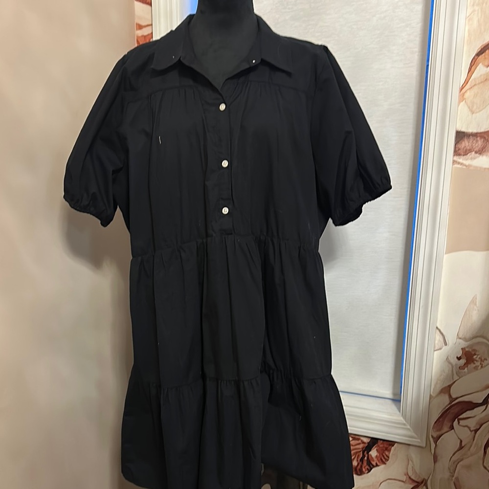 Abercrombie & Fitch Elegant Black Puff Sleeve Mini Dress